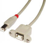 Lindy USB 2.0 cable type B/B, extension, light-grey, 1m