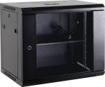 NETRACK 019-180-66-022 Netrack wall/hanging cabinet 19.18U/600 mm,glass door,black,remov. side pan