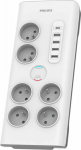 Philips 6 sockets AC Fr 40W, 2 m - power extension cordpower strip