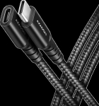 Axagon Extension USB 20Gbps cable length 1 m. PD 240W, 5A, 8K HD video. Black braided