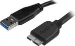 StarTech.com Slim Micro USB 3.0 kabel   2 m - USB-kabel - Micro-USB typ B (hane) till USB typ A (hane) - USB 3.0 - 2 m - molded - svart - for P/N: BNDTBUSB3142, HBS304A24A, PEXUS313AC2V, PEXUSB311A1E, PEXUSB314A2V2, S251BMU3FP