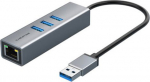 Extra Digital Premium adapter USB 3.0 - USB 3.0 (3 Ports) + RJ45, 0.15m