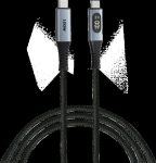 USB-kaabel USB-C USB-C 1.2m Verbatim Sync & Charge Cable with Power Display, Must (PD3.0 ja QC3.0, laadimine kuni 100W, kiirus kuni 480Mbps)