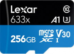 Lexar 256GB microSDXC High Performance 633x UHS-I C10 A1 V30 U3 - microSDXC | 256GB | UHS-I | U3 | A1 | V30 | Class 10 | Reading do 100 MB/s | Record do 45 MB/s | Adapter SD