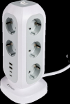 Pikendusjuhe 2.0m Verbatim EU Multi Plug Power Tower EUPT-01, 11-pesa, 4xUSB (2x USB-A, 2xUSB-C), max 3600W