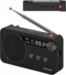 AIWA Radio RS-77PLL BK czarny - Radio FM z RDS, USB, microSD | Sound: Mono | Built-in rechargeable battery 800mAh