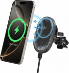 Swissten Magnetic Car Holder MagRide with Wireless Charger Qi2 15W (MagSafe compatible)