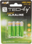 Techly Alkaline batteries LR03 AAA 4szt, (IBT-LR03T4B)