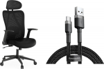 Office chair SENSE7 Noxo Black + kabel usb