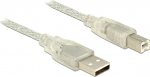 DELOCK USB Kabel A -> B St/St 5.00m transparent