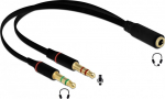 Delock Headset Adapter 1 x 3.5 mm 4 pin Stereo jack female to 2 x 3.5 mm 3 pin Stereo jack male