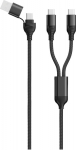 2GO USB / Type C Ladekabel DUO 2x USB-C Nylon 1.2m schwarz