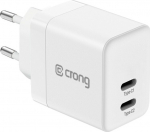 Crong Ultra Compact GaN Charger 2x USB-C 35W PD 3.0 z PPS Biała