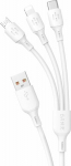 Kabel USB Dudao USB-A - USB-C + microUSB + Lightning 1.2 m White (DDA270)