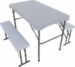 Saska Garden PICNIC CATERING TABLE SET I 2 BENCHES LIGHT GREY