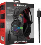 Rampage RM-K19 czarny - Rampage RM-K19 Wired gaming headphones with microphone, Ear, RGB, USB, czarne