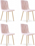 Leobert Krzesło LIBRA - light pink velvet / wood color legs x 4