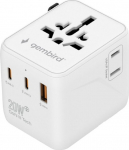 Gembird TPA-1A2C20-01-W Universal travel power adapter, 20 W, white