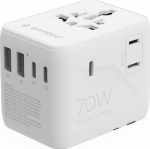 Gembird TPA-2A3C70-01-W Universal travel power adapter, 70 W, white