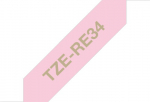 Brother TZERE34 fabric 12 mm, gold on pink