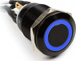 Impactics Vandalismustaster 19mm, IP65, blaue LED - schwarz
