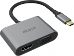 Akasa USB Typ C 2-In-1 Display adapter, 1x HDMI und 1x VGA - silber