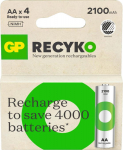 GP Batteries GP ReCyko Rechargeable Battery, Size AA, 2100 mAh, 1.2V (4-pack)