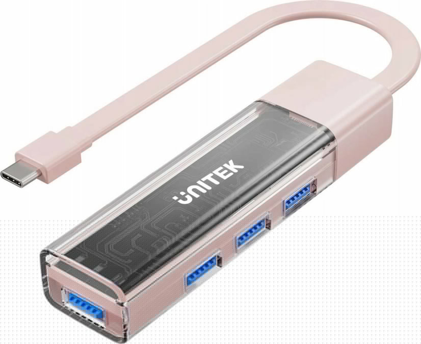 HUB USB Unitek Unitek hub two-way USB C/USB A 5Gbps, 4x USB A pink