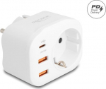 Delock Socket splitter - with Parental Controls - Wechselstrom 100-240 V - 4000 Watt - Eingabe, Eingang power CEE 7/7 - output terminals: 1 (power CEE 7/3, 2 x 24-pole USB-C (PD)