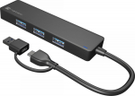 Natec Genesis Natec Mayfly - hub USB 4-ports USB 3.0 czarny USB-C + adapter USB-A