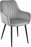 Leobert SOLDEN chair - silver gray velvet / black legs x 1