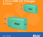 Club3D Lifestyle Ladeger&auml;t USB-C 30Watt, 2Stk gr&uuml;n retail