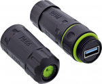 InLine InLine&reg; USB-A-Kabelkupplung, IP68, 2x USB-A Buchse, geschirmt, M20