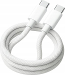 Teltech TCA-06 PD USB-C - USB-C 60W 3A 2m white braid - Teltech PD USB-C - USB-C 3A 60W 2m white braid TCA-06