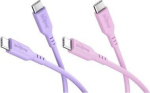 Wentronic Goobay Berry Swirl USB-C 2.0 60W PD 1.5m Pink Lilla 2 stk