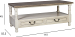 Coffee table SAMIRA 110x55.5xH45cm, antique white/natural