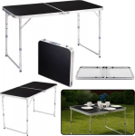 Lean Folding Adjustable Aluminum Camping Table Black 120x60cm