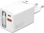 4smarts Flex Jojo Wall Charger 65W GaN 2xUSB-C + USB-A White retractable built-in cable