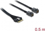 Delock PCIe 4.0 Kabel Slim SAS SFF-8654 8i zu 2 x Mini HD SFF-8643 0.5 m (82156)