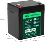Greencell AGM VRLA 12V 4.5Ah maintenance-free battery for cash registers toys cameras (90x70x106mm)