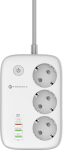 Power strip Forcell F-Energy 3x schuko, USB-C 30W, 3x USB-A QC3.0 PD WiFi Tuya 2500W 10A