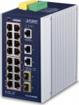 Planet IP30 Industrial L2+/L4 16-P, 1000T 802.3at PoE+ 2-Port