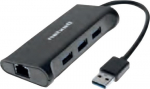 DEXLAN Hub - 3 x SuperSpeed USB 3.0 + 1 x 10/100/1000