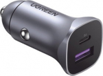 Charger Ugreen Car charger UGREEN CD130, USB-A+PD 3.0, USB-C, QC3.0 30W (szara)