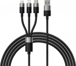 Baseus StarSpeed USB 3w1, USB-C + micro USB + Lightning, 3.5A, 1.2m (czarny)