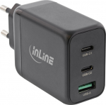 InLine USB PD Netzteil - GaN Ladeger&auml;t - 3-Port - Dual USB-C+USB-A - 65W - schwarz