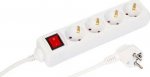 MicroConnect 4-way Schuko Power Strip, on/off switch 5M, White