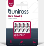 Uniross Batteries Uniross Max Power Alkaline AAA / LR03 Alkaline 1300mAh, 4 stk