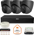 monitoring kit IP BCS Point 3x Camera BCS-P-EIP28FWR3-Ai2-G Disc recorder