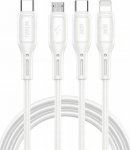 Kabel USB WiWU USB-C - USB-C + microUSB + Lightning 1 m White